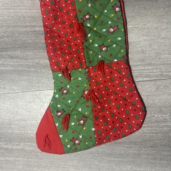 Vintage Smithy Plush Pig Christmas Stocking 18 in Quilted Red Green 80s 90s - Picture 2 of 9